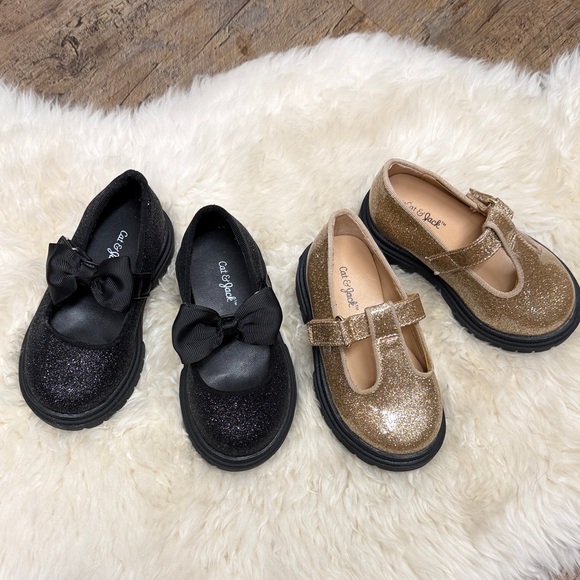 Cat & Jack Other - BUNDLE Cat & Jack Girls Glitter Mary Janes - Black & Gold size 6